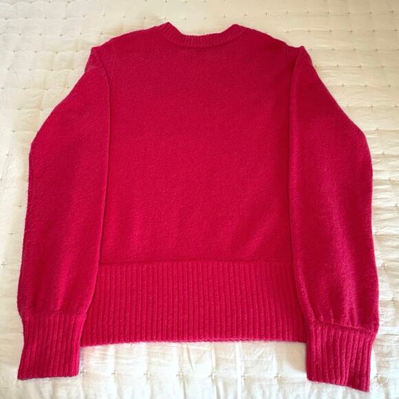 J.Crew Button-Detail Crewneck Sweater Women’s M | Fuchsia Supersoft Yarn - Picture 3 of 10